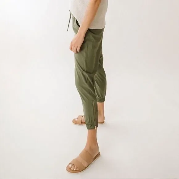 Albion Jettsetters Jogger Pant Zip Ankle Sage Green Comfy Activewear Size M Tall - Picture 5 of 16